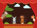 Cartoon Children Puppet Theater Background Card. Vector Royalty Free Stock Photo