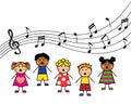 Cartoon children sing Royalty Free Stock Photo