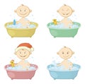 Cartoon children washing in a bath
