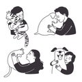 Cartoon childrens love home animals