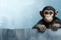Cartoon chimpanzee monkey looking at the camera with space for text