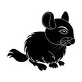 Cartoon chinchilla silhouette isolated on white background