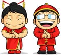 Cartoon of Chinese Boy & Girl Royalty Free Stock Photo