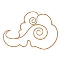 Cartoon chinese cloud. Asian style tattoo in shape cloud, oriental ornament element korean japanese thai tibetan doodle Royalty Free Stock Photo