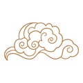 Cartoon chinese cloud. Asian style tattoo in shape cloud, oriental ornament element korean japanese thai tibetan doodle Royalty Free Stock Photo