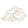 Cartoon chinese cloud. Asian style tattoo in shape cloud, oriental ornament element korean japanese thai tibetan doodle Royalty Free Stock Photo