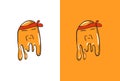 Cartoon Chinese Emoji in Ghost Style.