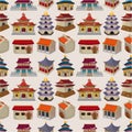 Cartoon Chinese house seamless pattern