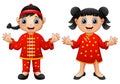 Cartoon Chinese Kids Royalty Free Stock Photo