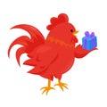 Cartoon chinese zodiac fire rooster.