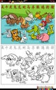 cartoon Chinese zodiac signs animals coloring page Royalty Free Stock Photo