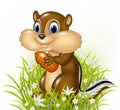 Cartoon chipmunk holding peanut