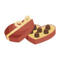 Cartoon chocolate candy box for Valentine`s day. Royalty Free Stock Photo
