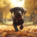 Cartoon chocolate Labrador Puppy running towards you