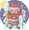 Christmas angry monster krampus , funny illustration, design