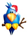 Cartoon Christmas Blue Bird Royalty Free Stock Photo