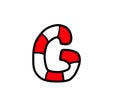 Cartoon Christmas Candy Cane Letter G