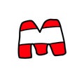 Cartoon Christmas Candy Cane Letter M