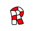 Cartoon Christmas Candy Cane Letter R