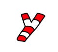 Cartoon Christmas Candy Cane Letter Y