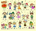 Cartoon Christmas children, vector