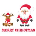 Cartoon christmas deer with santa claus with text Royalty Free Stock Photo