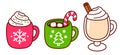 Cartoon Christmas drinks drawing set Royalty Free Stock Photo