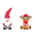 Cartoon christmas dwarf and ÃÂhristmas deer Royalty Free Stock Photo