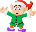 Cartoon Christmas Elf waving with both hands Royalty Free Stock Photo