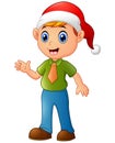 Cartoon Christmas Elf waving hands Royalty Free Stock Photo