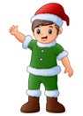 Cartoon christmas Elf waving Royalty Free Stock Photo