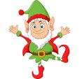 Cartoon Christmas Elf waving Royalty Free Stock Photo
