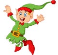 Cartoon Christmas Elf waving Royalty Free Stock Photo