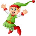 Cartoon Christmas Elf waving Royalty Free Stock Photo