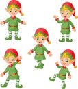 Cartoon christmas elves collection set