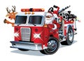 Cartoon Christmas firetruck