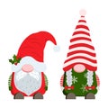 Cartoon Christmas gnomes boy and girl illustration