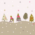 Cartoon Christmas grey background