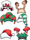 Assorted colorful cartoon Christmas hats. Royalty Free Stock Photo