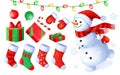 Cartoon Christmas and New Year paint collection. Set of Christmas icons. illustration on white background. ÃÂ¡ute skating Royalty Free Stock Photo