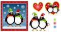 Cartoon Christmas Penguin Couple