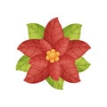 Cartoon Christmas red flower plant Poinsettia.