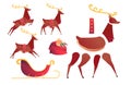 Vector flat christmas reindeer creation set, kit