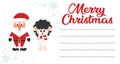 Cartoon christmas santa claus and ÃÂhristmas deer on the christmas letter to santa Royalty Free Stock Photo