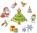 Cartoon Christmas set Royalty Free Stock Photo