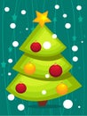 Cartoon Christmas tree card Royalty Free Stock Photo