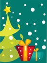 Cartoon Christmas tree card Royalty Free Stock Photo