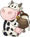 Cartoon chubby cow. Vector illustration.