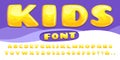 Cartoon chubby font. Kids game alphabet, child cartoons bubble lettering and cartoony fonts numbers vector illustration