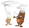 Cartoon cigar and cigarette characters